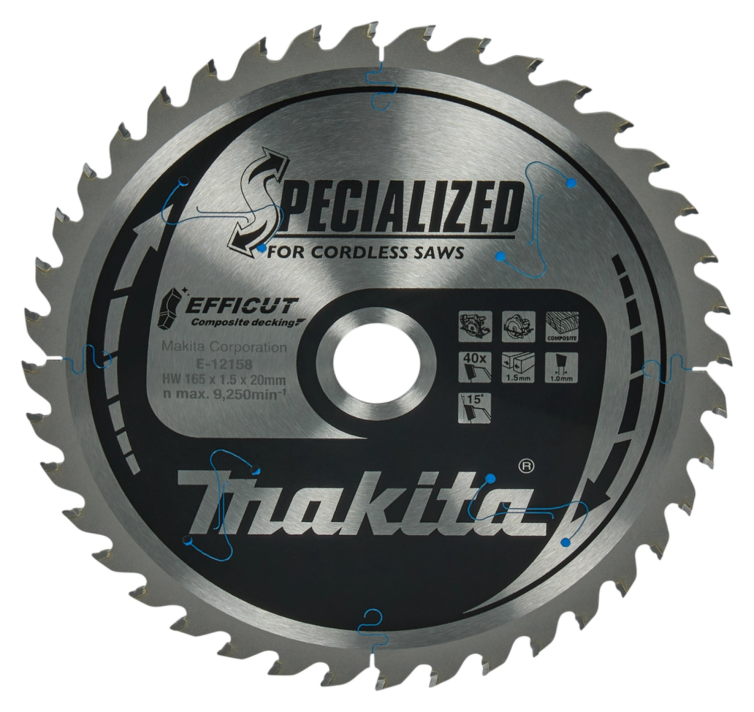 Makita E-12158 Efficut Cirkelzaagblad WPC - 165x20x1,5mm 40T-image