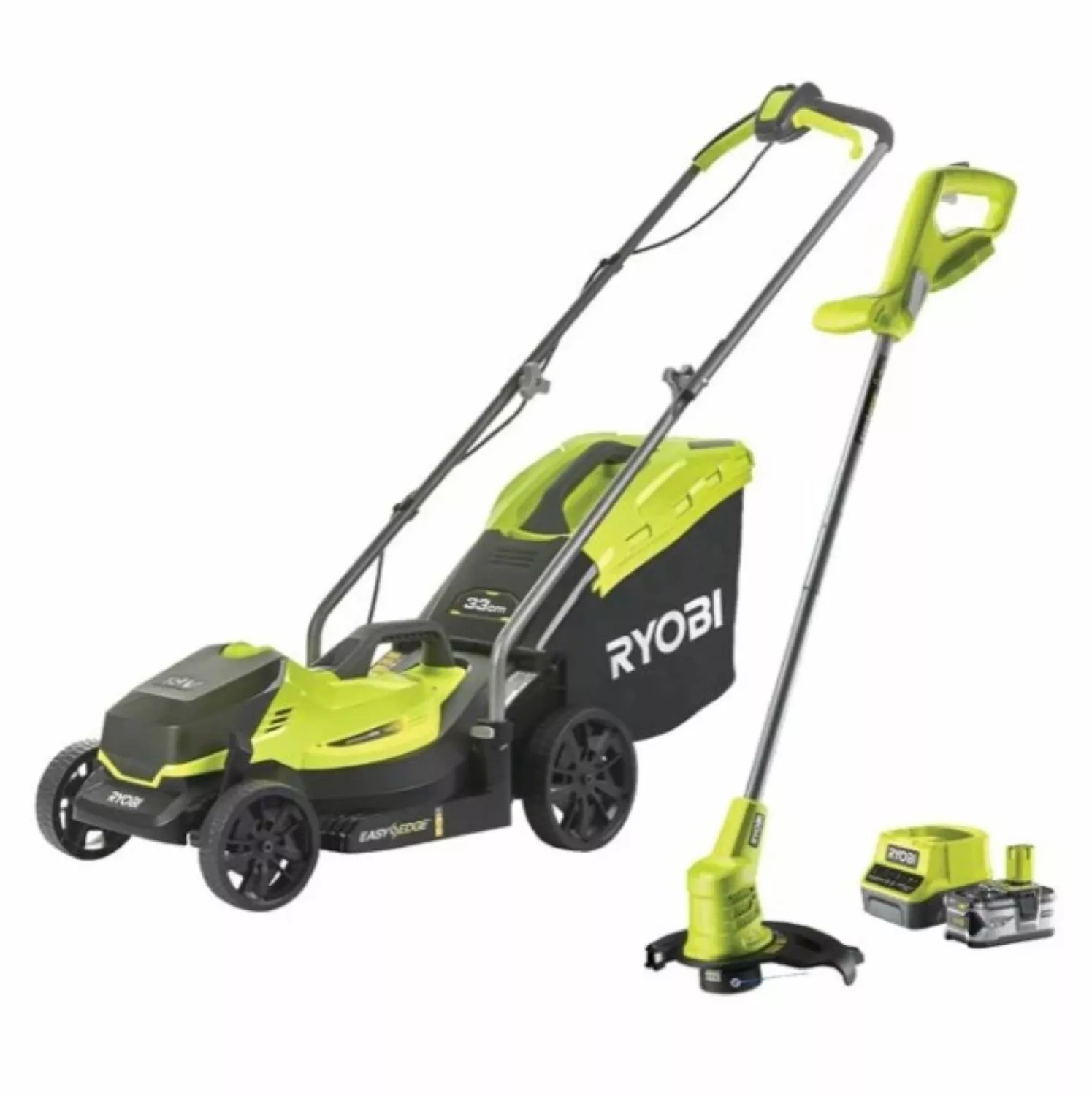 Ryobi ONE+ RLM1833BLT1825M 18V Accu 33cm Grasmaaier & 25cm Grastrimmer kit (incl. 1x 4.0Ah accu & lader)-image