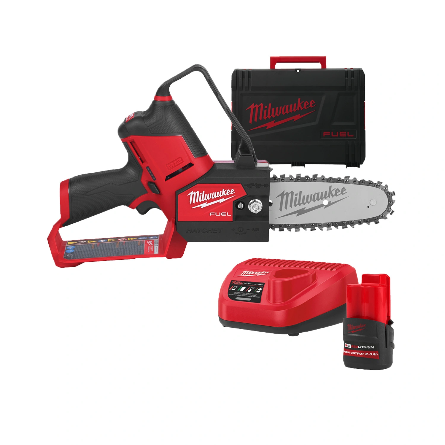 Milwaukee M12 FHS-251 M12 FUEL HATCHET snoeizaag set (2x 6.0Ah)  in HD-Box- 15cm