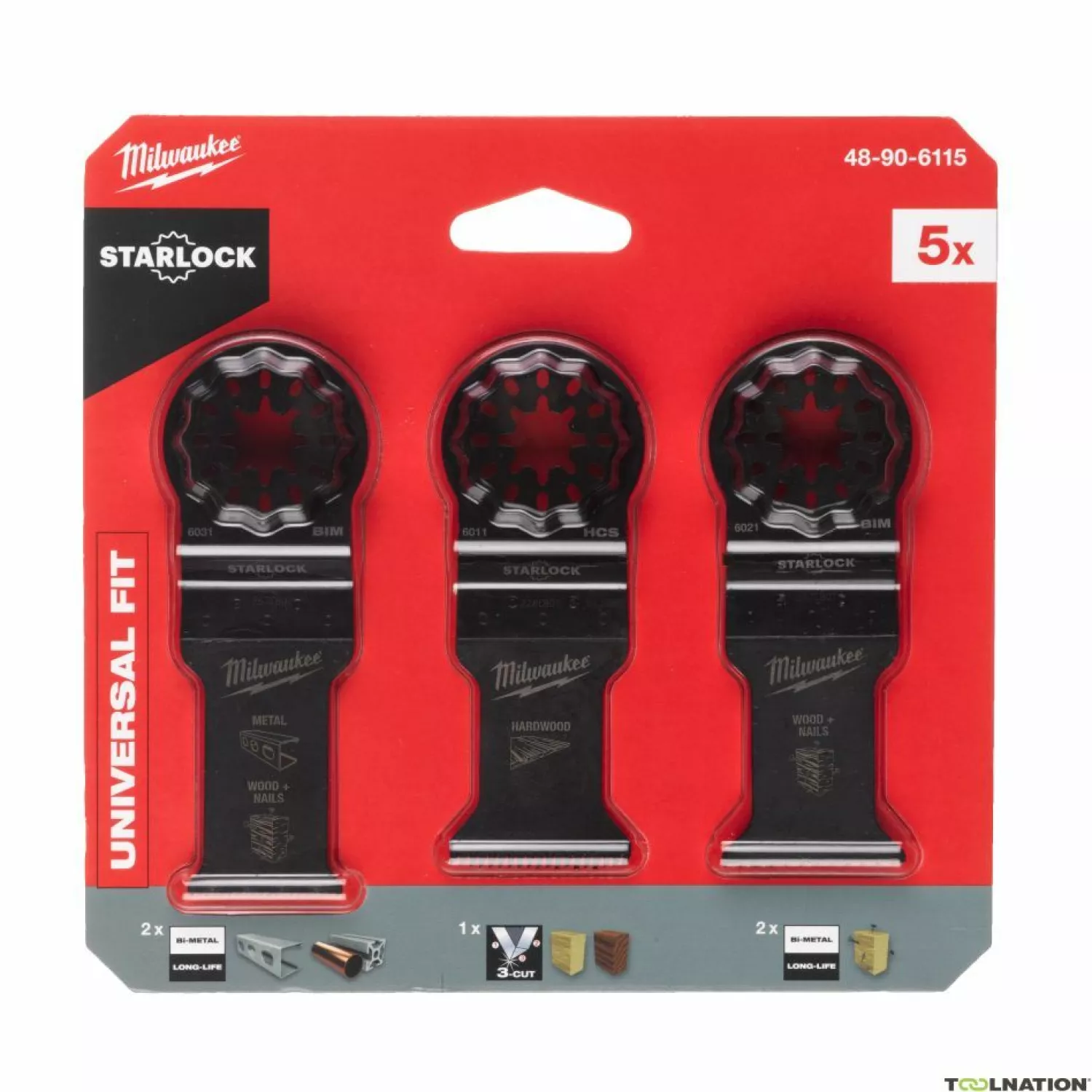 Milwaukee 48906115 Multitool Starlock set de lames bois/métal (5 pièces)-image