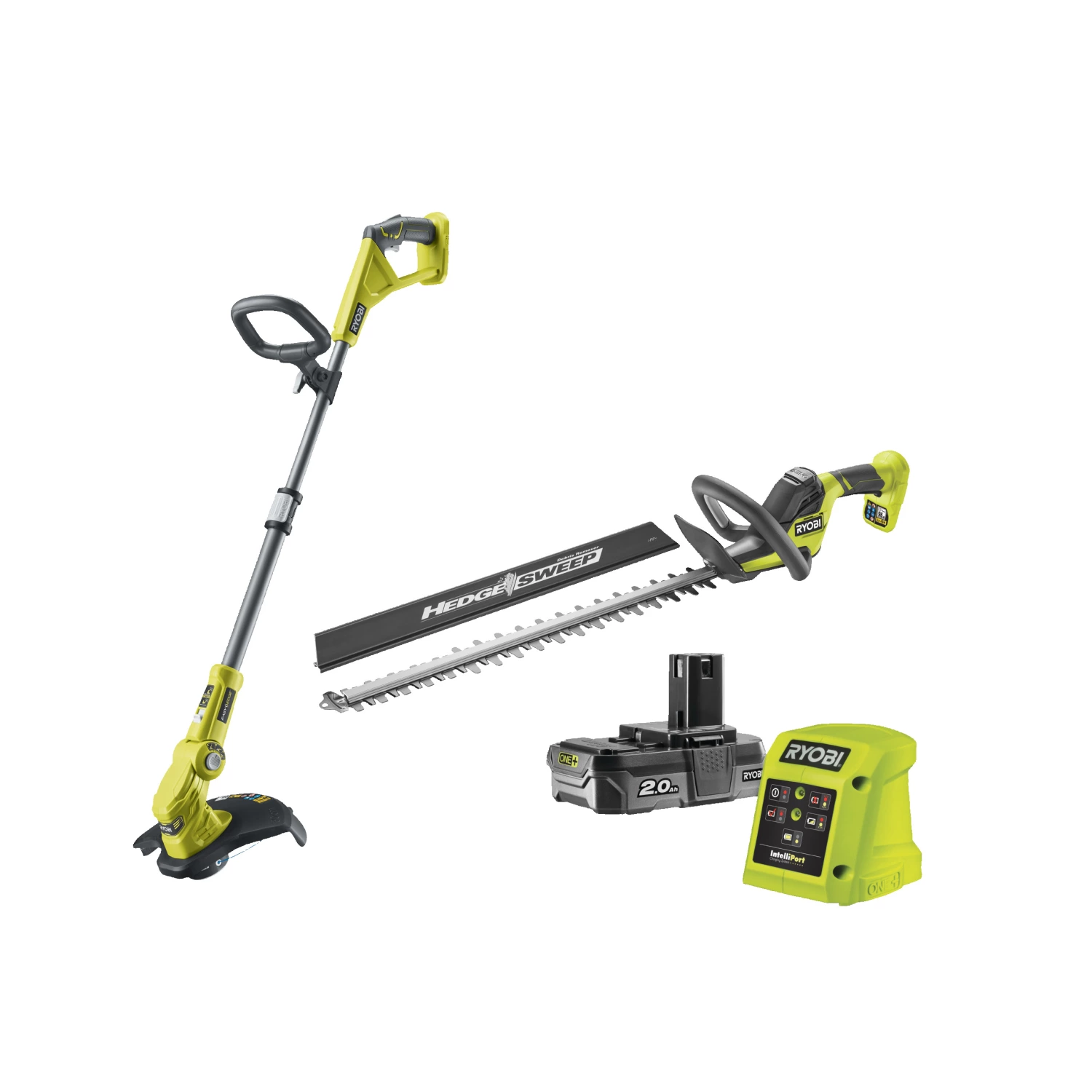 Ryobi RY18LT18HTA-120 18V Li-ion accu heggenschaar (RY18HT) & accu grastrimmer (OLT1832) set (1x 2.0Ah accu)-image