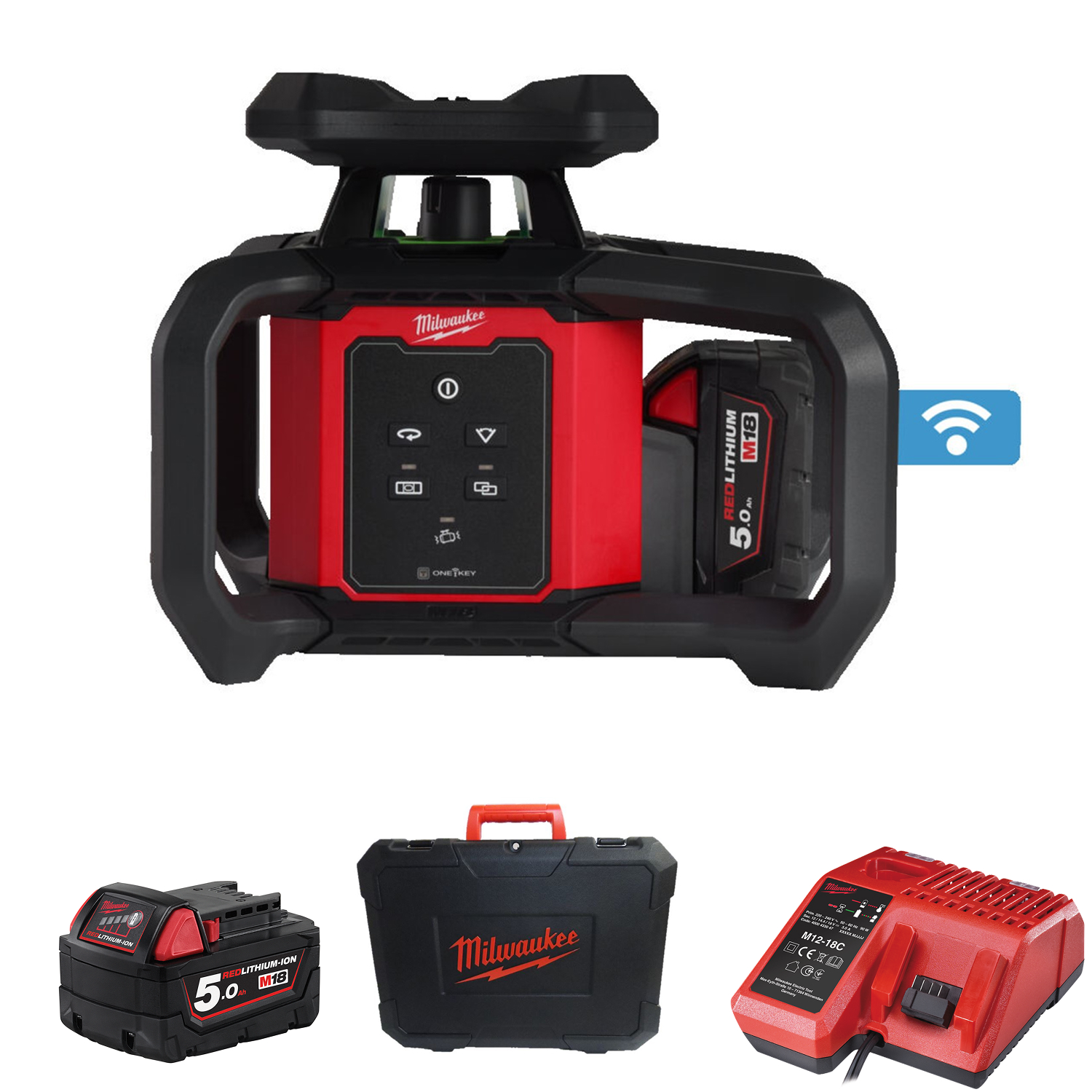 Milwaukee M18 RLOHVG300-501C 18V Li-ion accu roterende laser (1x 5.0Ah accu) set in koffer - 300m-image