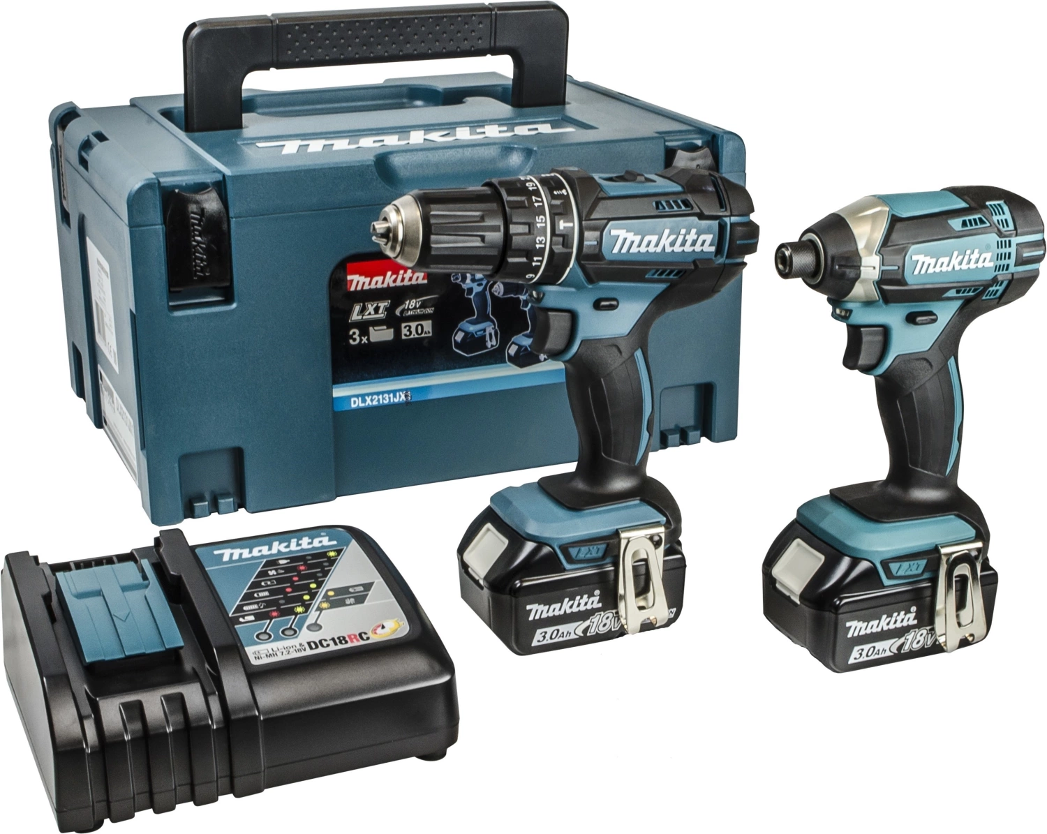 Makita DLX2131JX 18V Li-Ion accu klopboor-/schroefmachine (DHP482) & slagschroevendraaier (DTD152) combiset (2x 3.0Ah accu) in Mbox-image