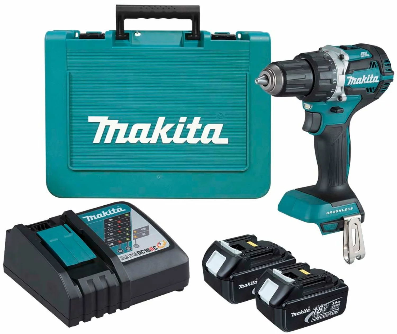 Makita DDF484RFE 18V Li-Ion accu boor-/schroefmachine set (2x 3.0Ah accu) in koffer- koolborstelloos-image