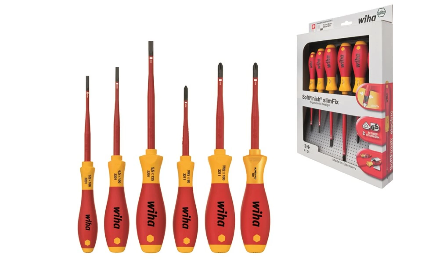 Wiha 3201 K6 01 6-delige SoftFinish slimFix VDE Schroevendraaierset - Sleuf/Philips/Pozidrive-image