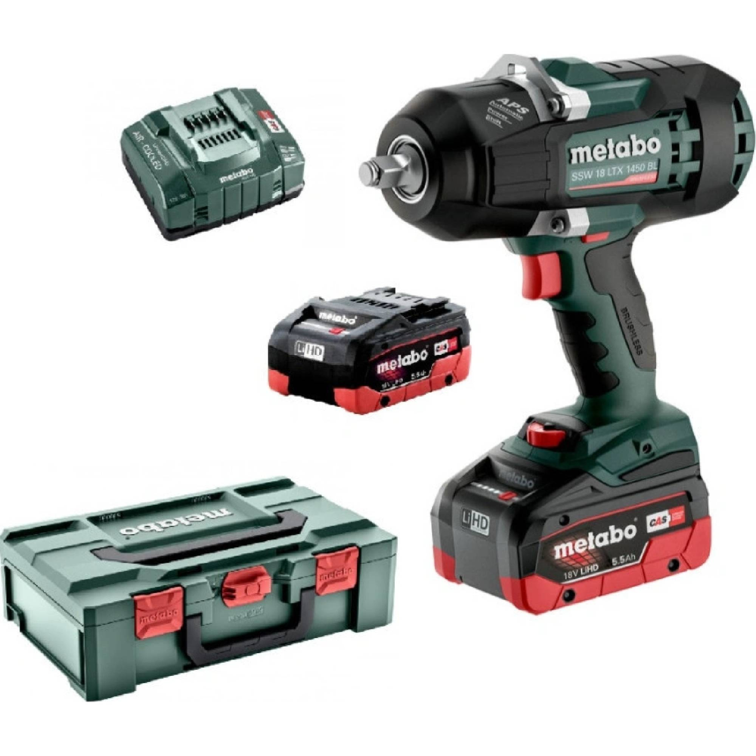 Metabo SSW 18 LTX 1450 BL  18V Li-ion Accu Slagmoersleutel set (2x5.5Ah LiHD accu) in Metabox-image