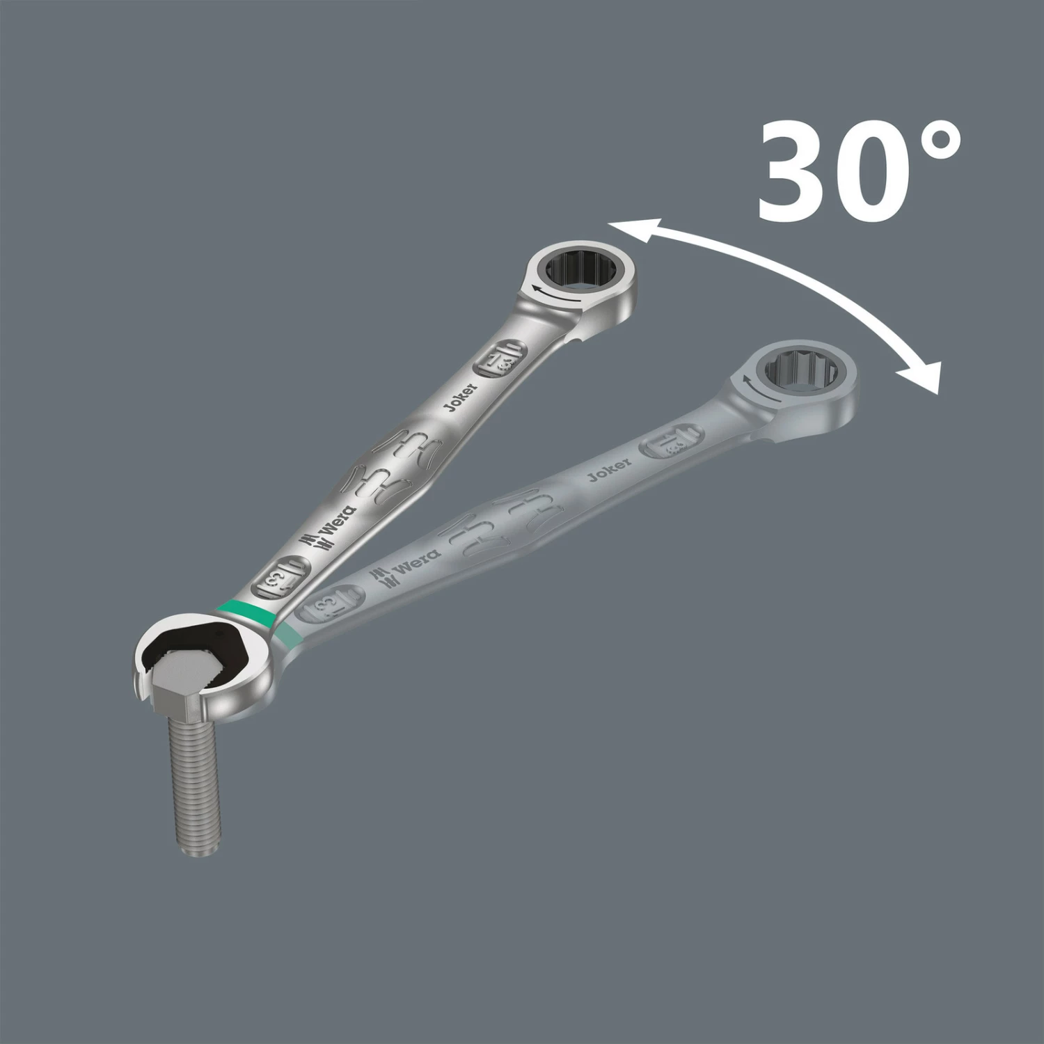 Wera 05020016001 9-delig 9632 Magneetstrip 6000 Joker Imperial 1 steek-ringratelsleutelset-image