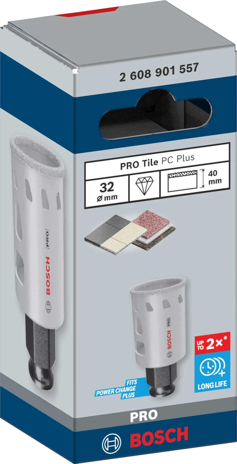 Bosch 2608901557 Scie cloche diamantée PRO Tile PC Plus pour carrelage - 32 mm-image