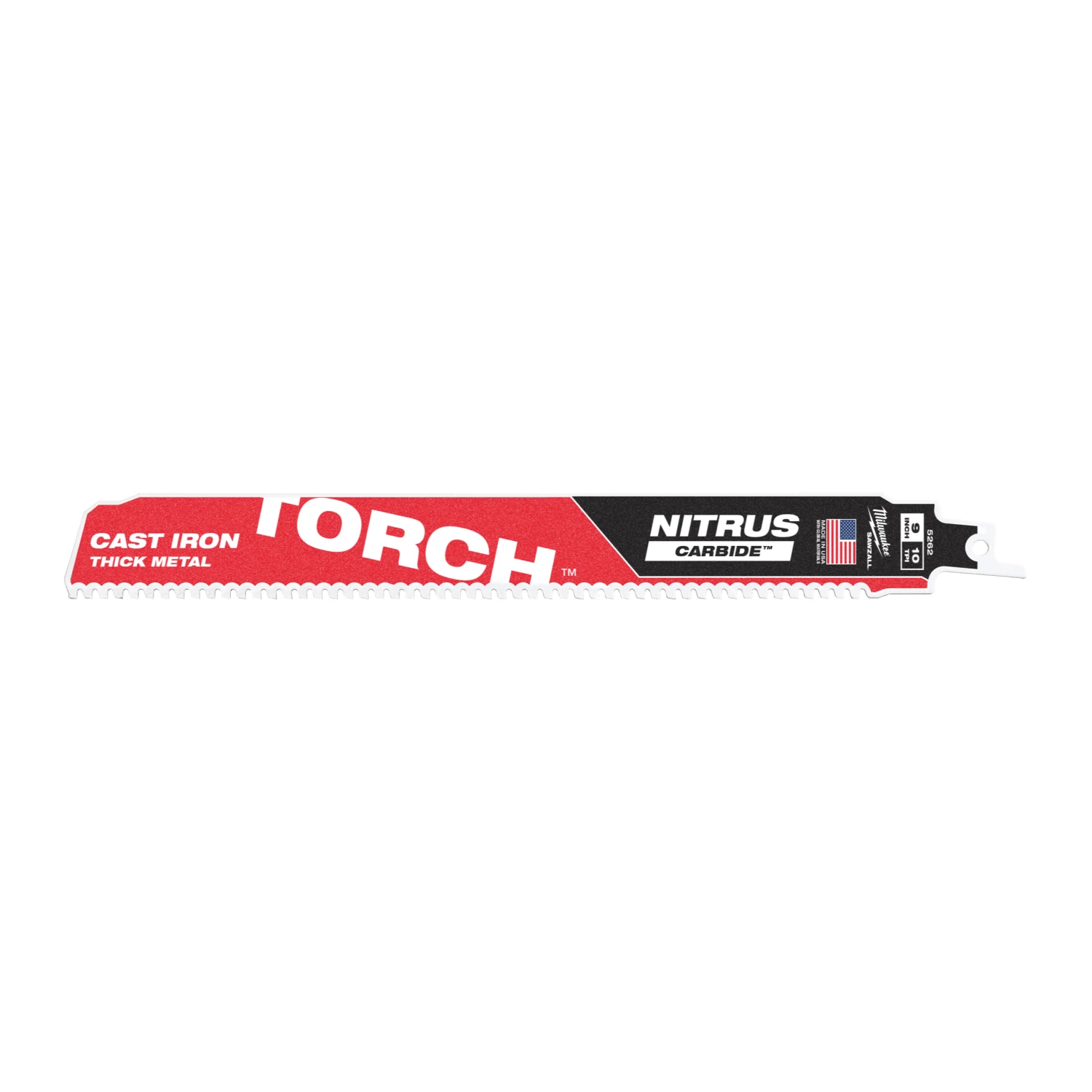 Milwaukee 48476252 Lame de scie alternative Sawzall TCT TORCH NITRUS - 230 x 10TPI - métal