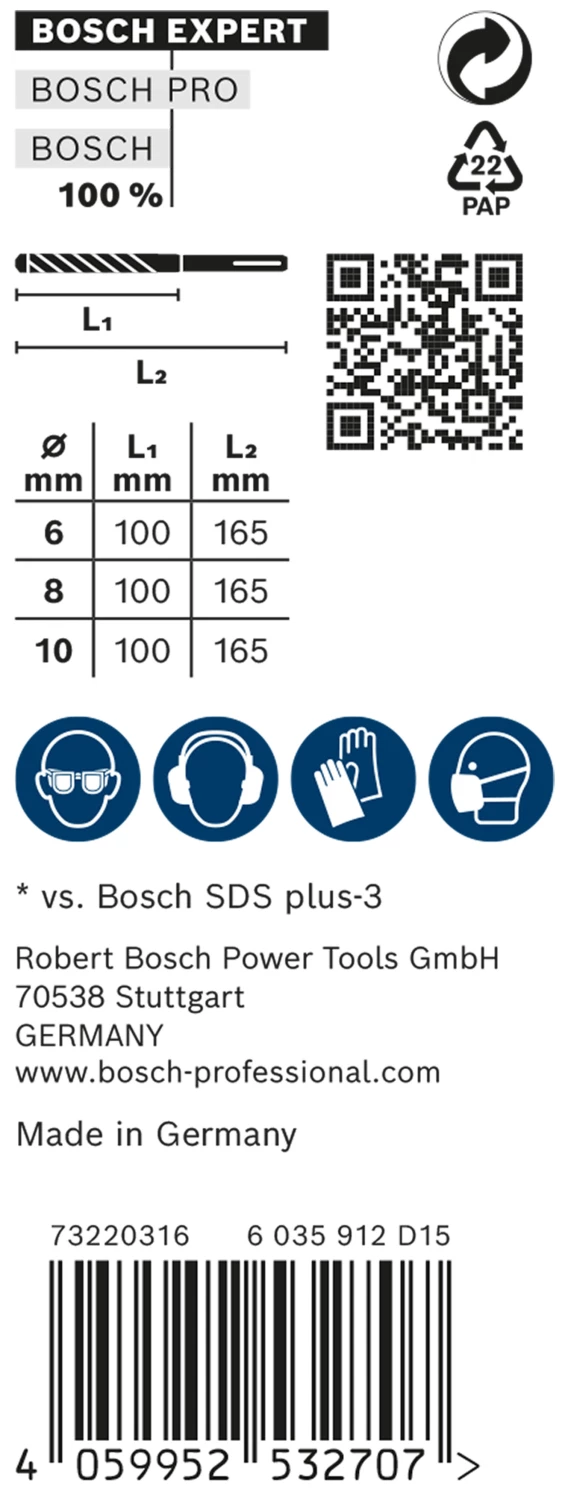 Bosch 2608900196 EXPERT 3-delige set SDS plus-7X 6, 8, 10mm-image