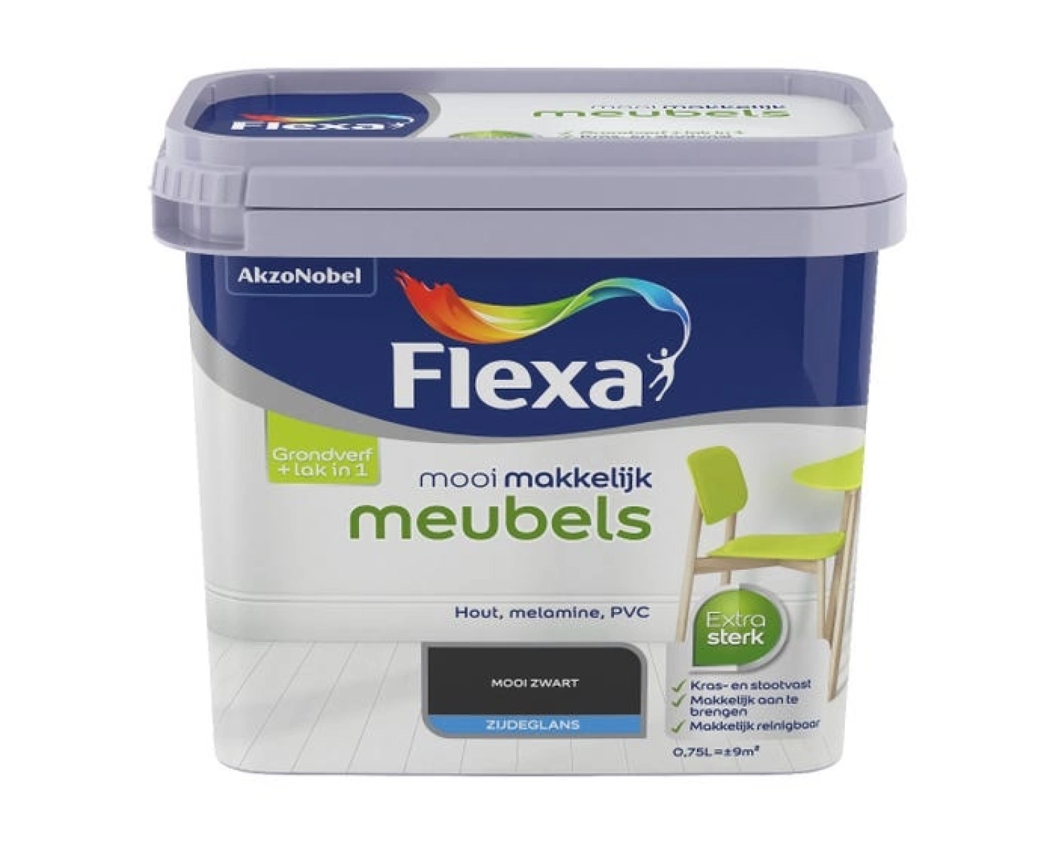 Flexa Mooi Makkelijk Meubels Zijdeglans - zwart - 0,75L-image