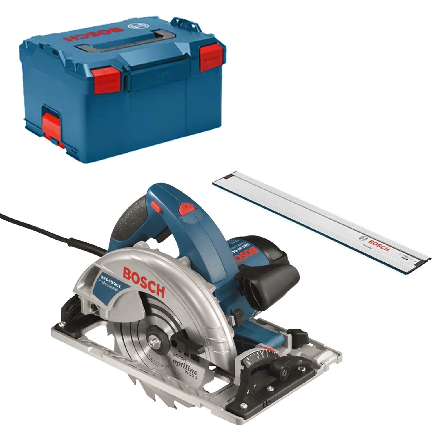 Bosch GKS 65 GCE Cirkelzaag en geleiderail in L-Boxx - 1800W - 190mm-image