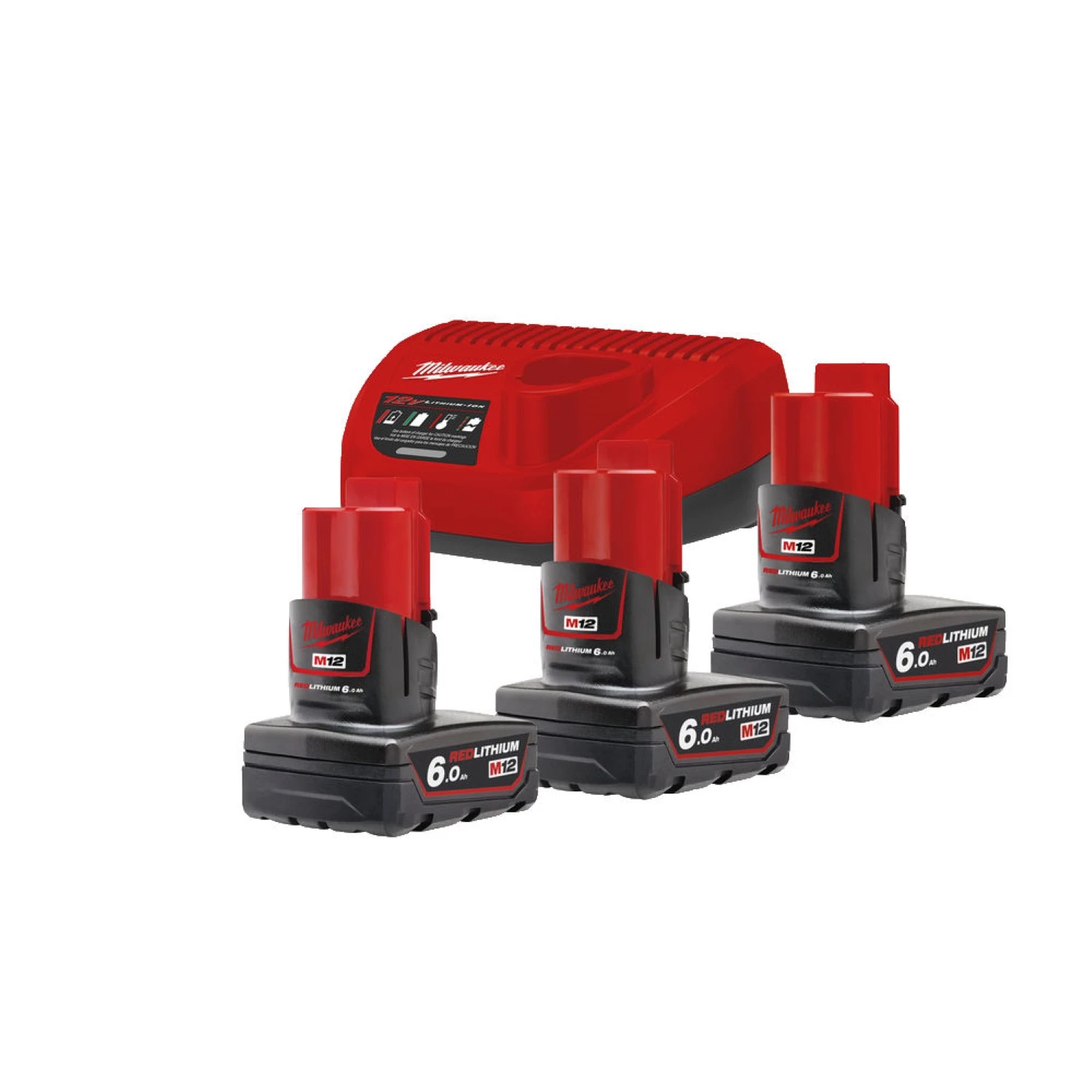 Milwaukee M12 NRG-603 Kit de démarrage batterie Li-ion 12 V (3 batteries 6,0 Ah) + chargeur-image