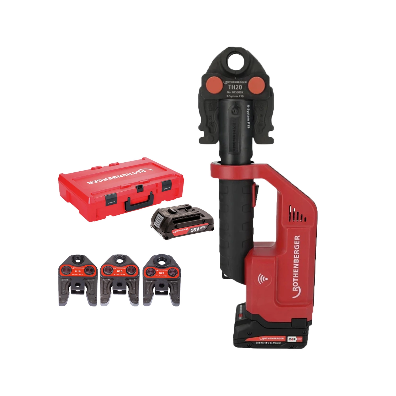 Rothenberger 1000004281 Romax Compact III 18V accu perstang set (1x 4.0Ah accu + lader) incl. U bekken - 16-20-25mm - CAS-image