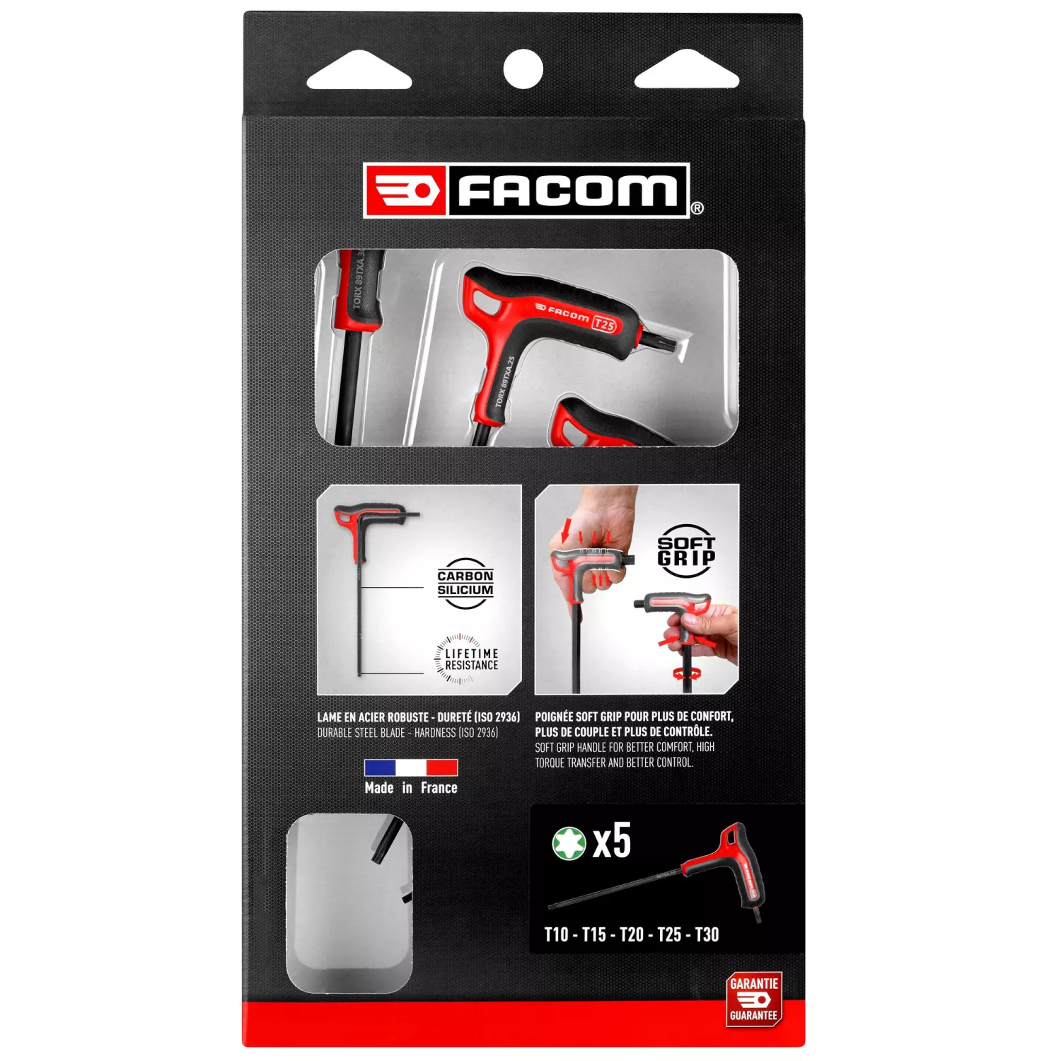 Facom 89TXA.PB 5-delige T-greep Inbussleutelset - Torx - T10-T30