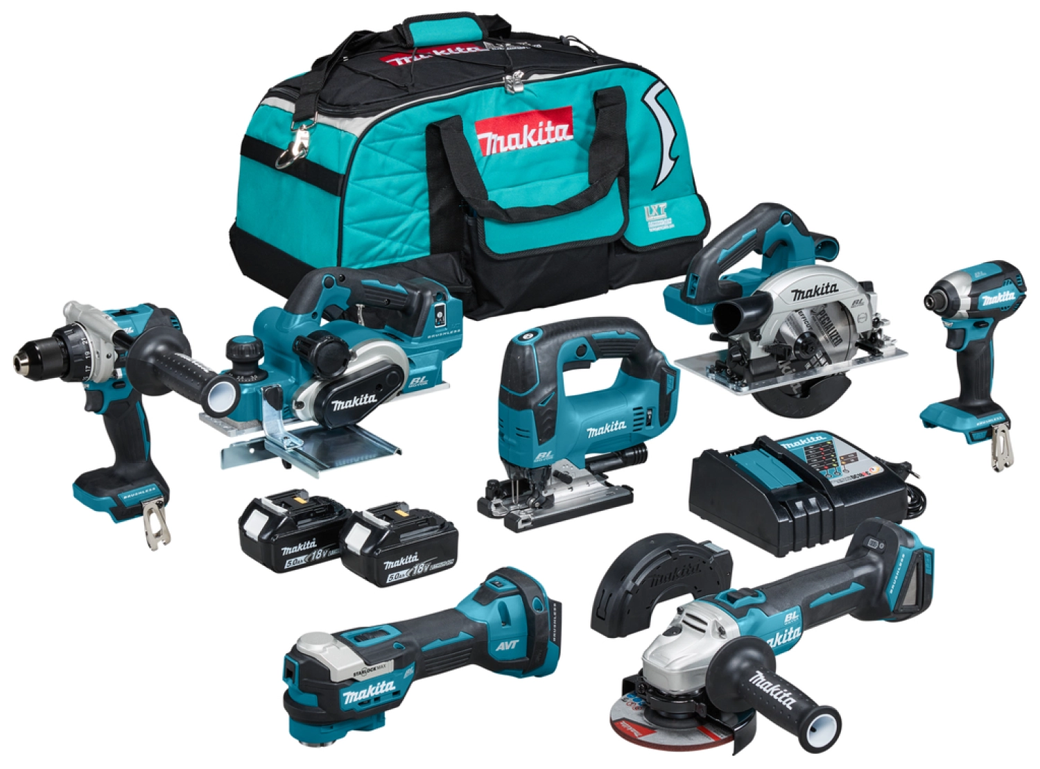 Makita DLX7019TX1 18V Li-Ion accu combiset (2x 5,0Ah) in tas - koolborstelloos-image