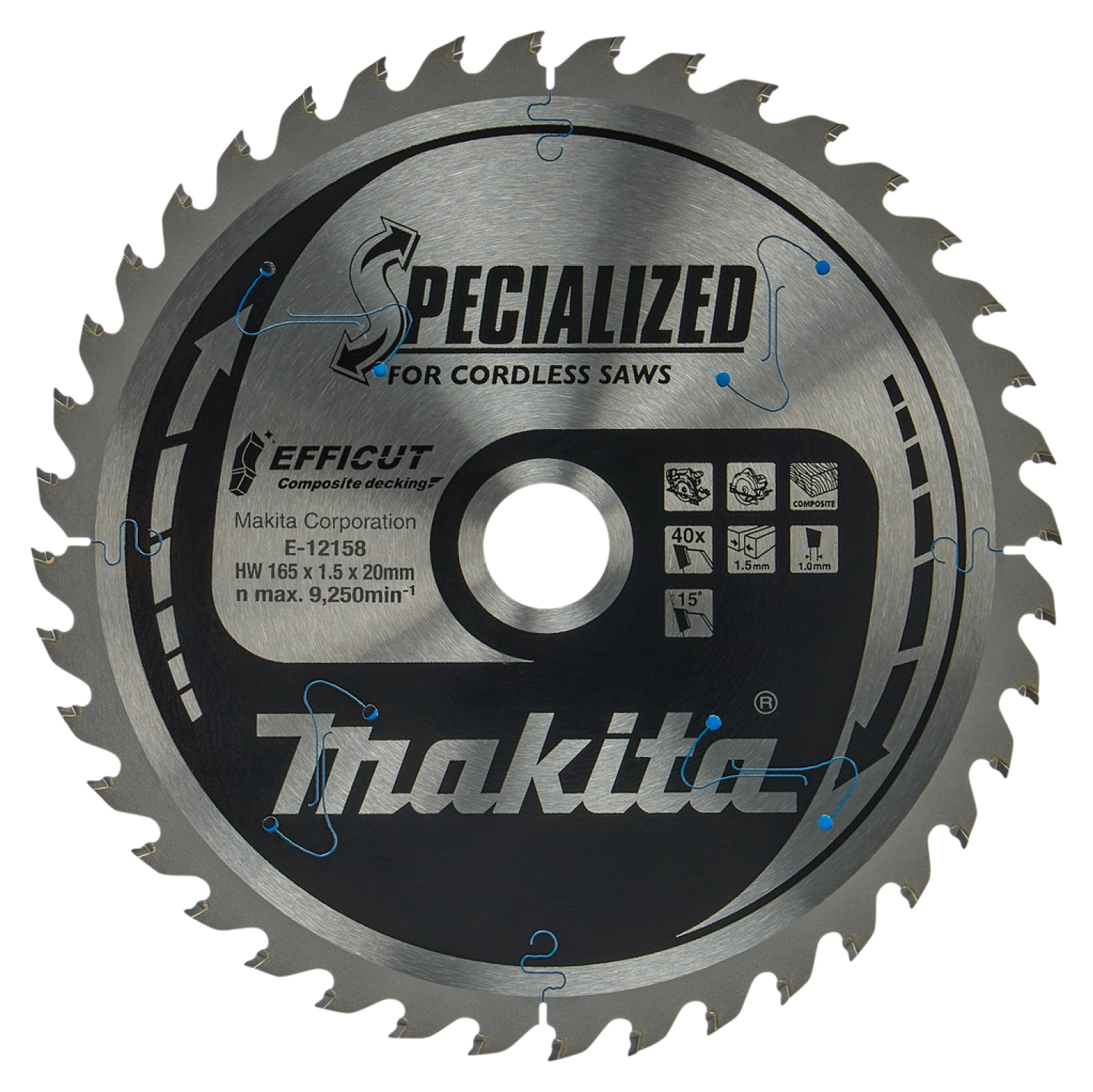 Makita E-12158 Efficut Cirkelzaagblad WPC - 165x20x1,5mm 40T-image