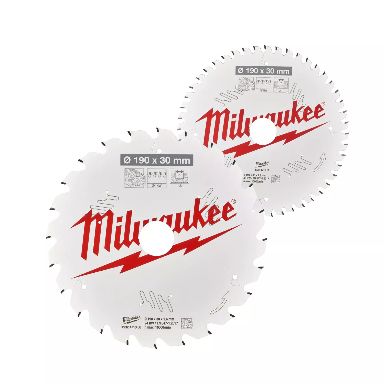Milwaukee 4932479574 Lame de scie circulaire - 190 x 30 mm - bois - lot de deux-image