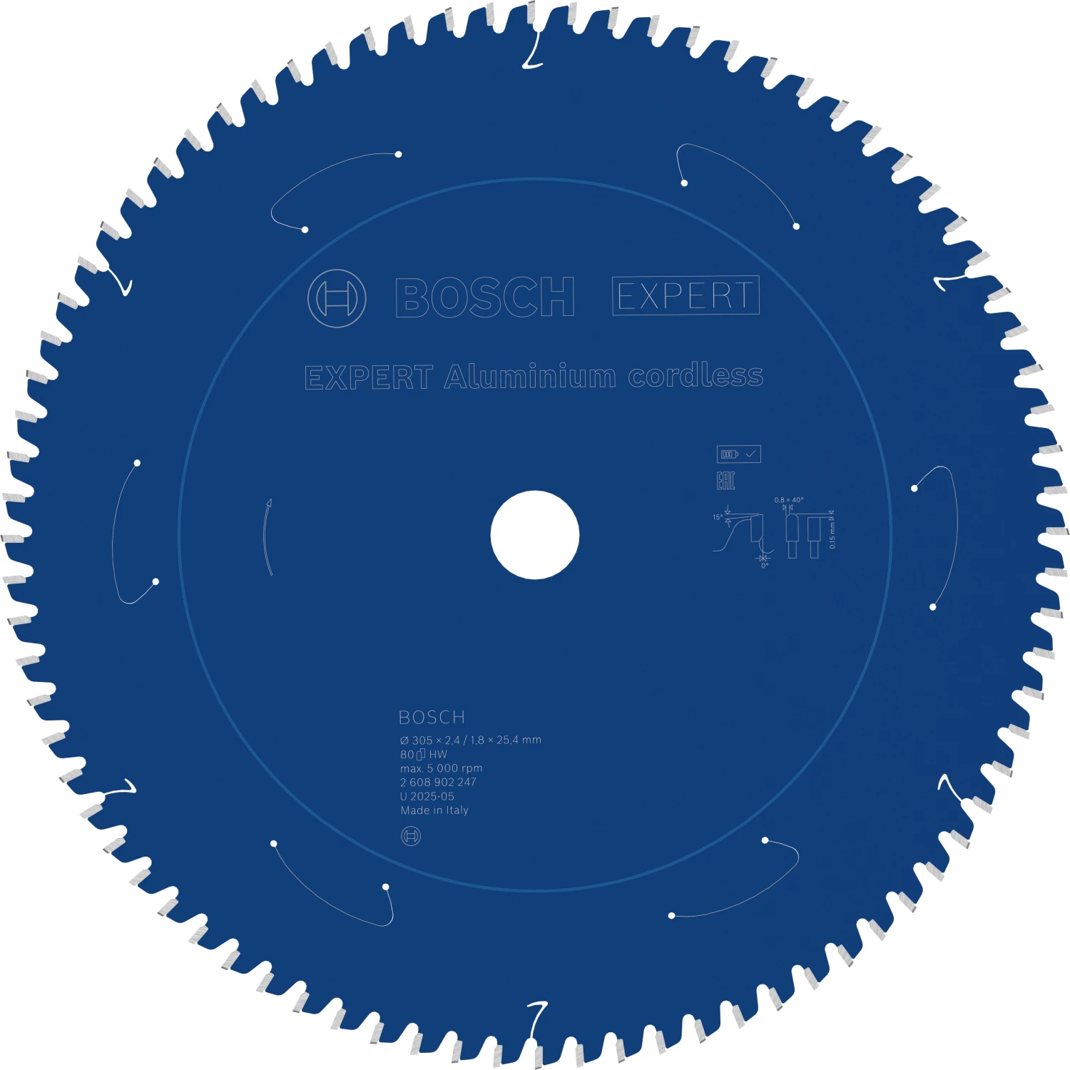 Bosch 2608902247 EXPERT cirkelzaagblad - 305 x 25.4 x 80T - aluminium-image