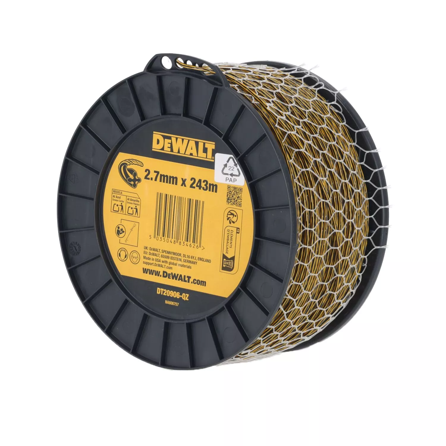 DeWALT DT20906 Fil de coupe pour coupe-bordures professionnels - 210 m - 2,7 mm-image
