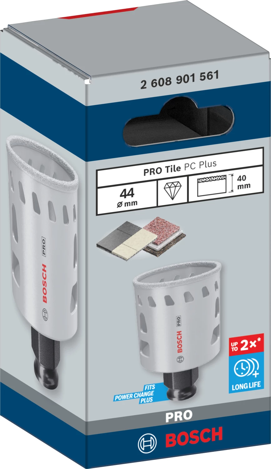 Bosch 2608901561 Scie cloche diamantée PRO Tile PC Plus pour carrelage - 44 mm-image