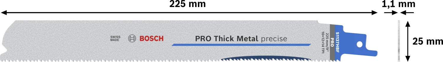 Bosch PRO S1137HBF Lame de scie sabre Thick Metal Precise - 225 mm - métal (5 pièces)