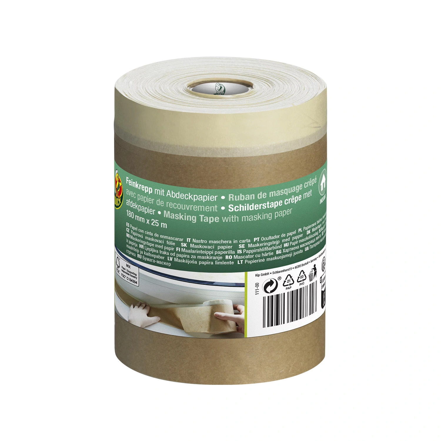 Duck Tape 111-01 Ruban de masquage avec papier de protection - 300 mm x 25 m