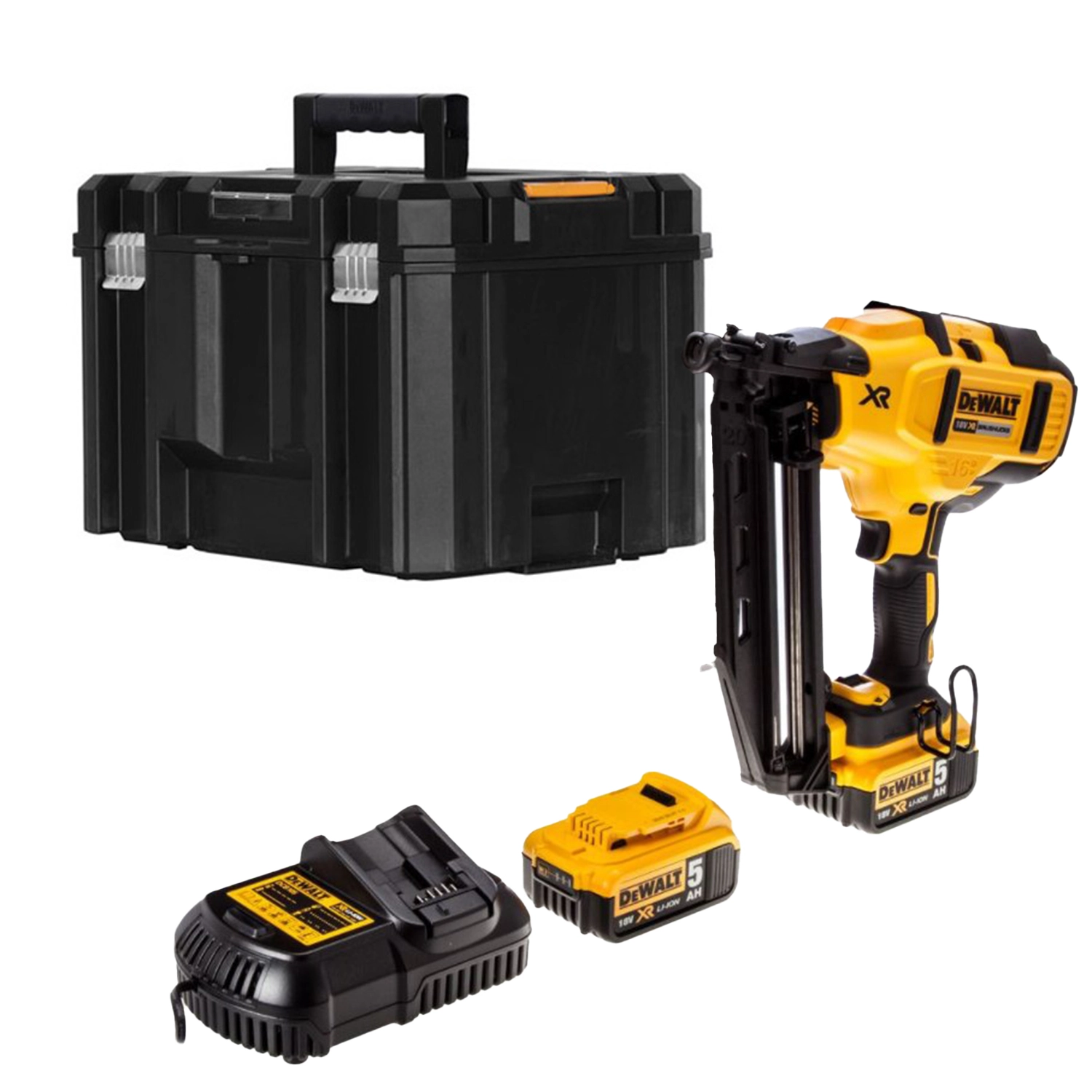 DeWALT DCN660P2 Cloueur de finition à batteries 18V Li-Ion set (2x batterie 5,0Ah) dans coffret - moteur sans charbon - 16 Gauge - 32-63mm-image