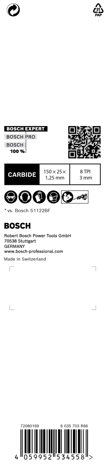 Bosch 2608900365 EXPERT Reciprozaagblad S955CHC Thick Tough Metal-image