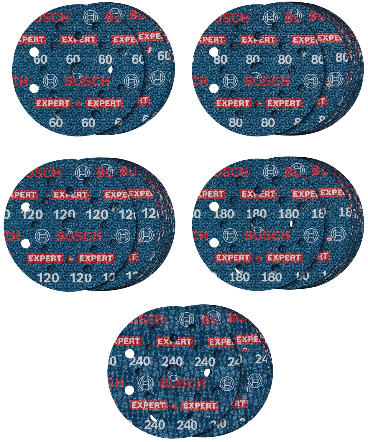 Bosch 2608902429 EXPERT 55-delige set Schuurschijf O780 met film onderlaag - 125mm - 5xK60/15xK80/15xK120/15xK180/5xK240-image