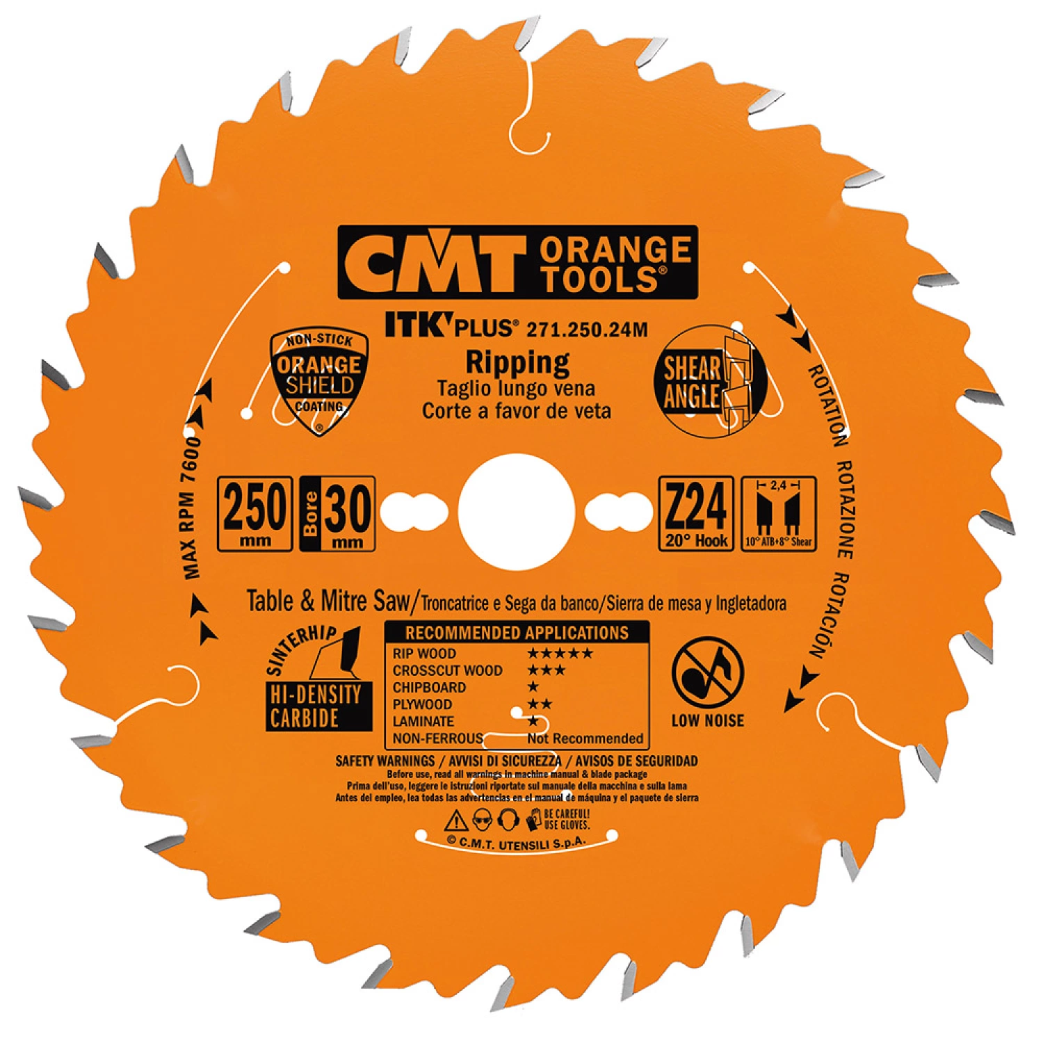 CMT 271.250.24M Lame de scie circulaire Ultra ITK Plus - 250 x 30 x 24T - Bois / Contreplaqué-image