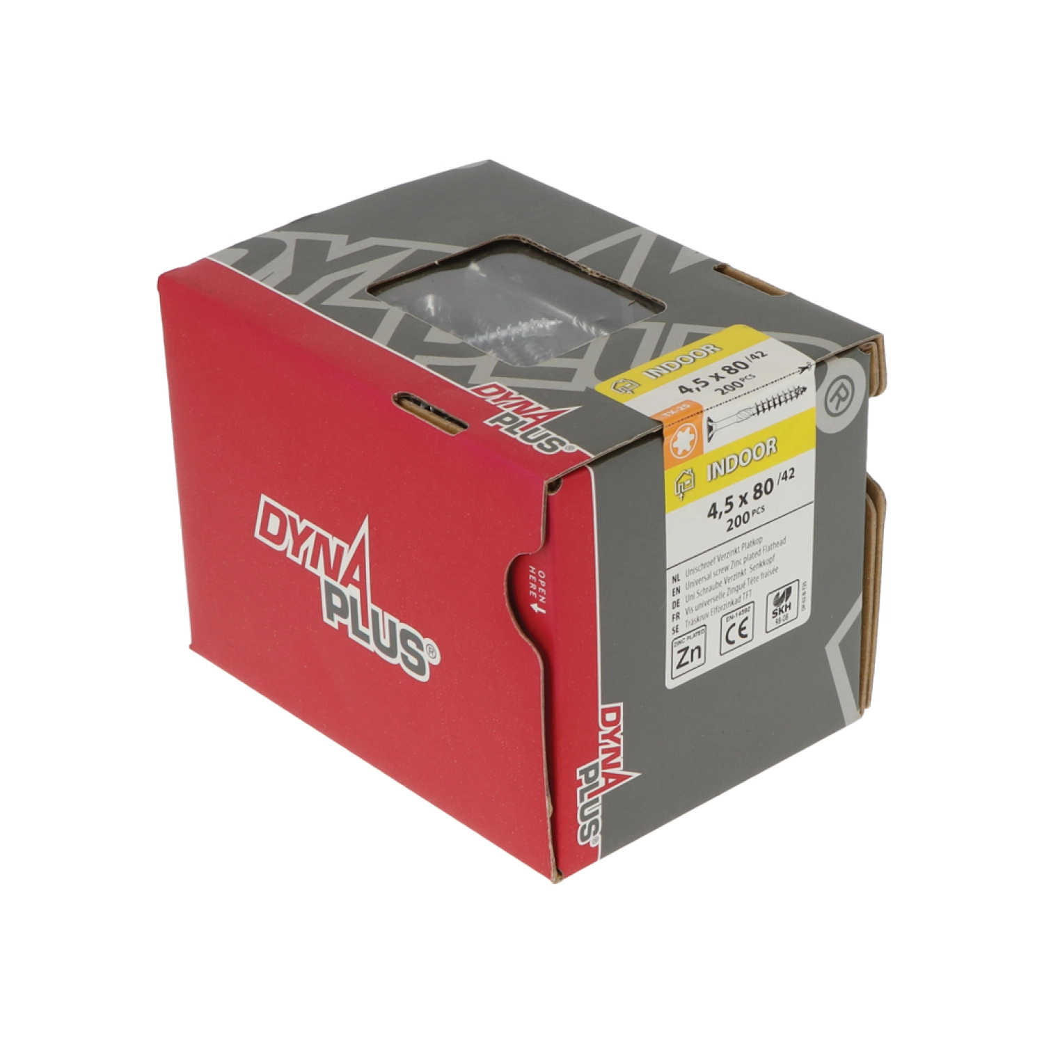 DynaPlus 0281.01.34401 Vis uni - Tête plate - Filet partiel - Intérieur - TX25 - 4.5 x 80/42mm (200pcs)-image