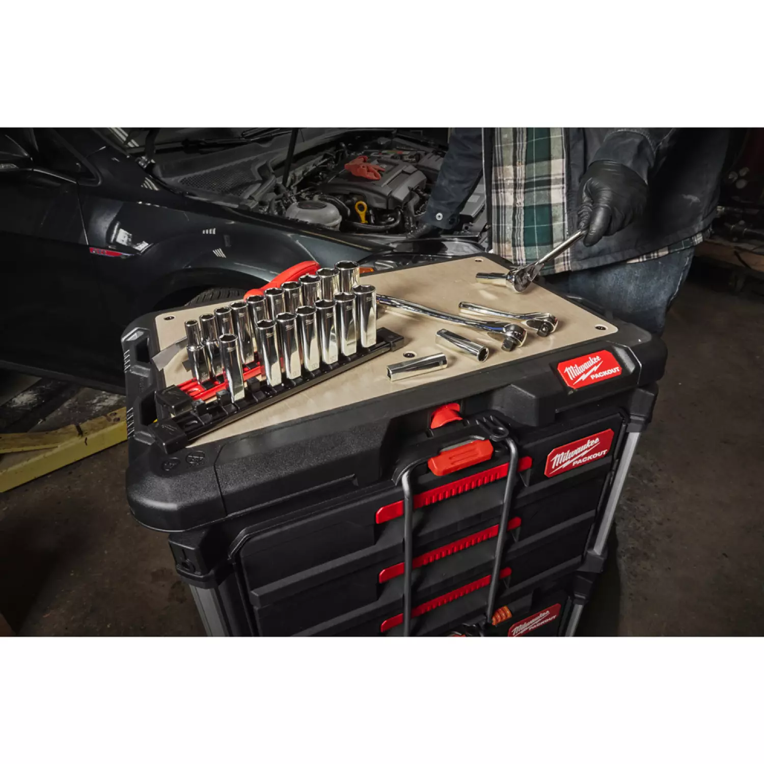 Milwaukee 4932492510 Set de 10 embouts 3/8" FOUR FLAT long tailles SAE-image