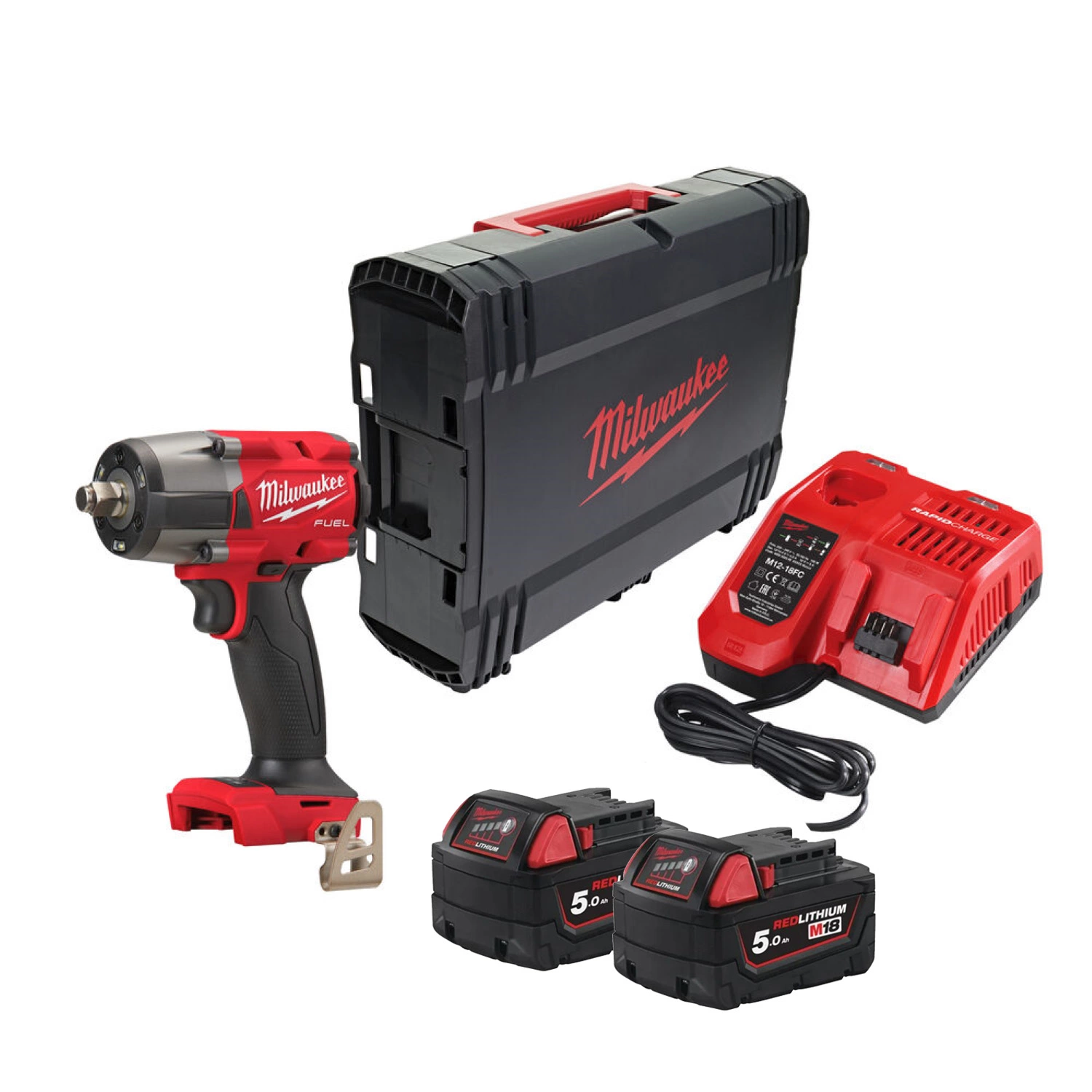 Milwaukee M18 FMTIW2F12-502X 18V Li-ion accu Slagmoersleutel set (2x 5.0Ah accu) in HD Box - 745Nm - 1/2''-image