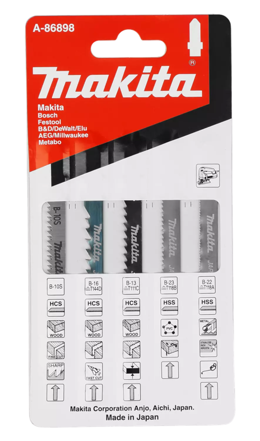 Makita A-86898 5 delig Decoupeerzaagblad set - Hout / Metaal / Kunststof-image