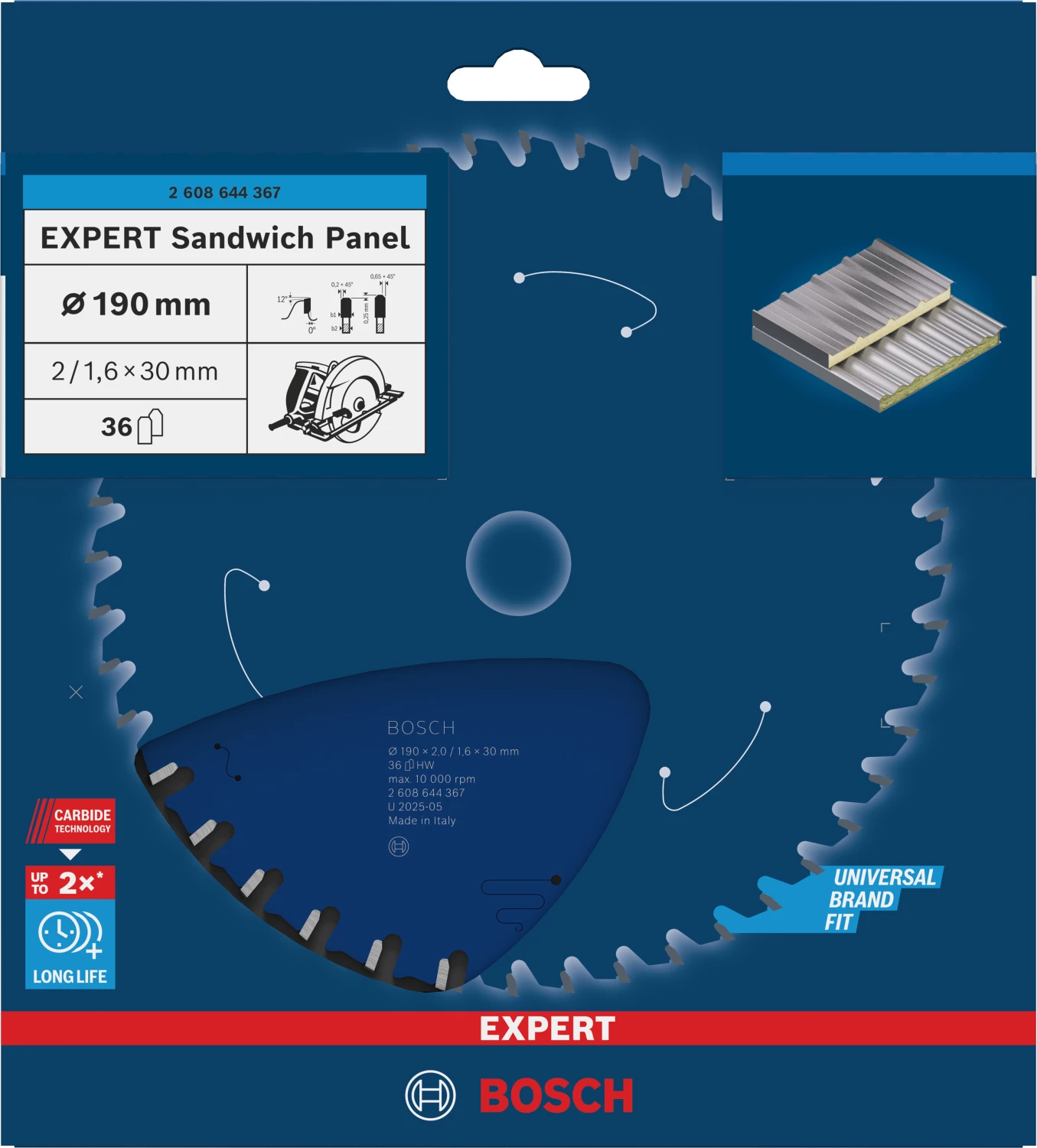 Bosch 2608644367 - Lame de Scie Circulaire Expert pour SandwichPanel, 190 x 30 mm, 36D-image