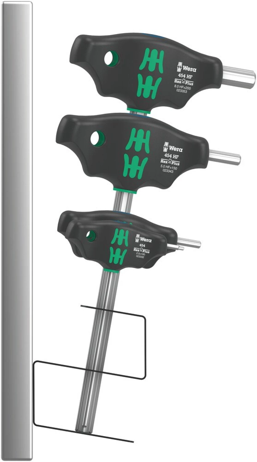 Wera 05023453001 7 pièces 454/7 HF Set 2 Hex-Plus T-poignée Jeu de tournevis dans un support métallique - avec fonction de maintien-image
