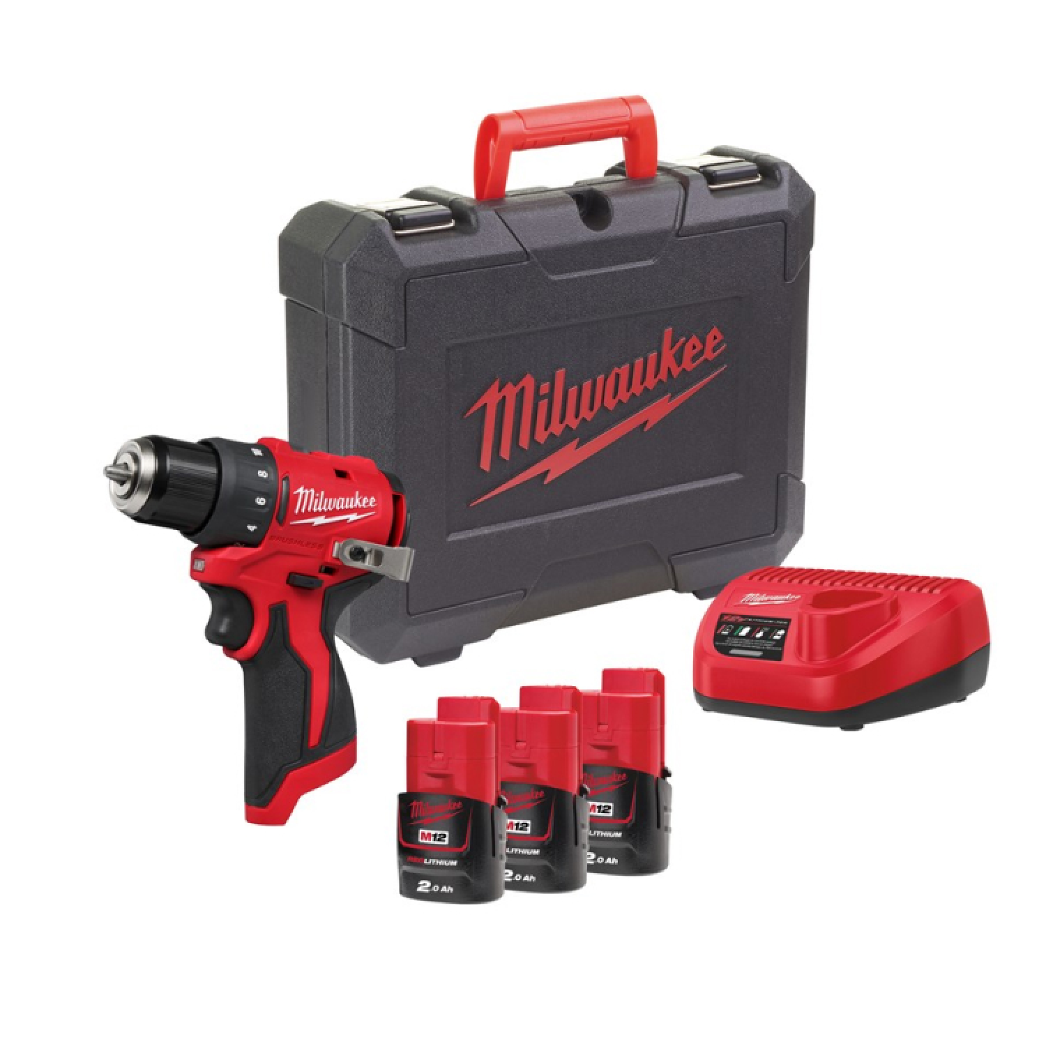 Milwaukee M12 BLDDRC-203C 12V Li-ion accu boor-/schroefmachine set (3x 2.0Ah accu) in koffer - 40Nm-image