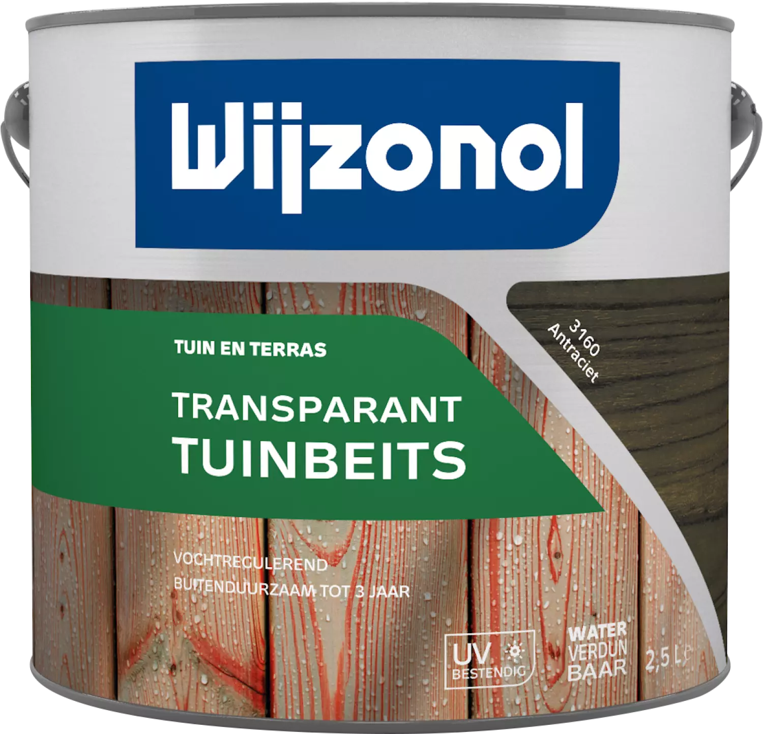 Wijzonol Transparant Tuinbeits - 3160 Antraciet - 2,5L