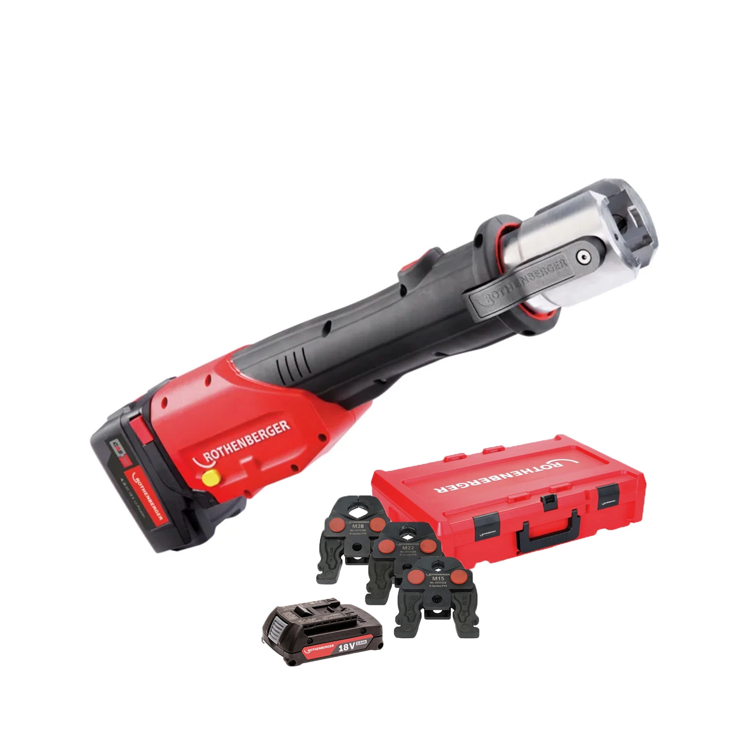 Rothenberger 1000001927 Romax 4000 18V accu perstang set (1x 4.0Ah accu + lader) incl. M bekken - 15-22-28mm - CAS-image