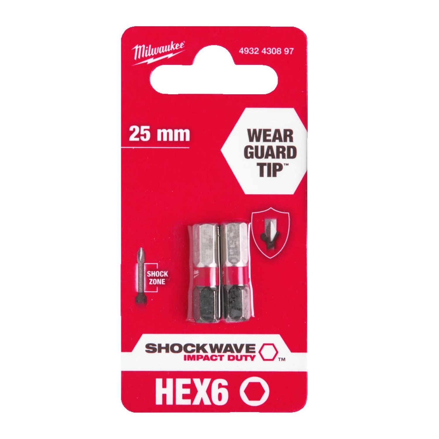 Milwaukee 4932430897 Shockwave™ Gen II Hex6 25mm 2stuks-image