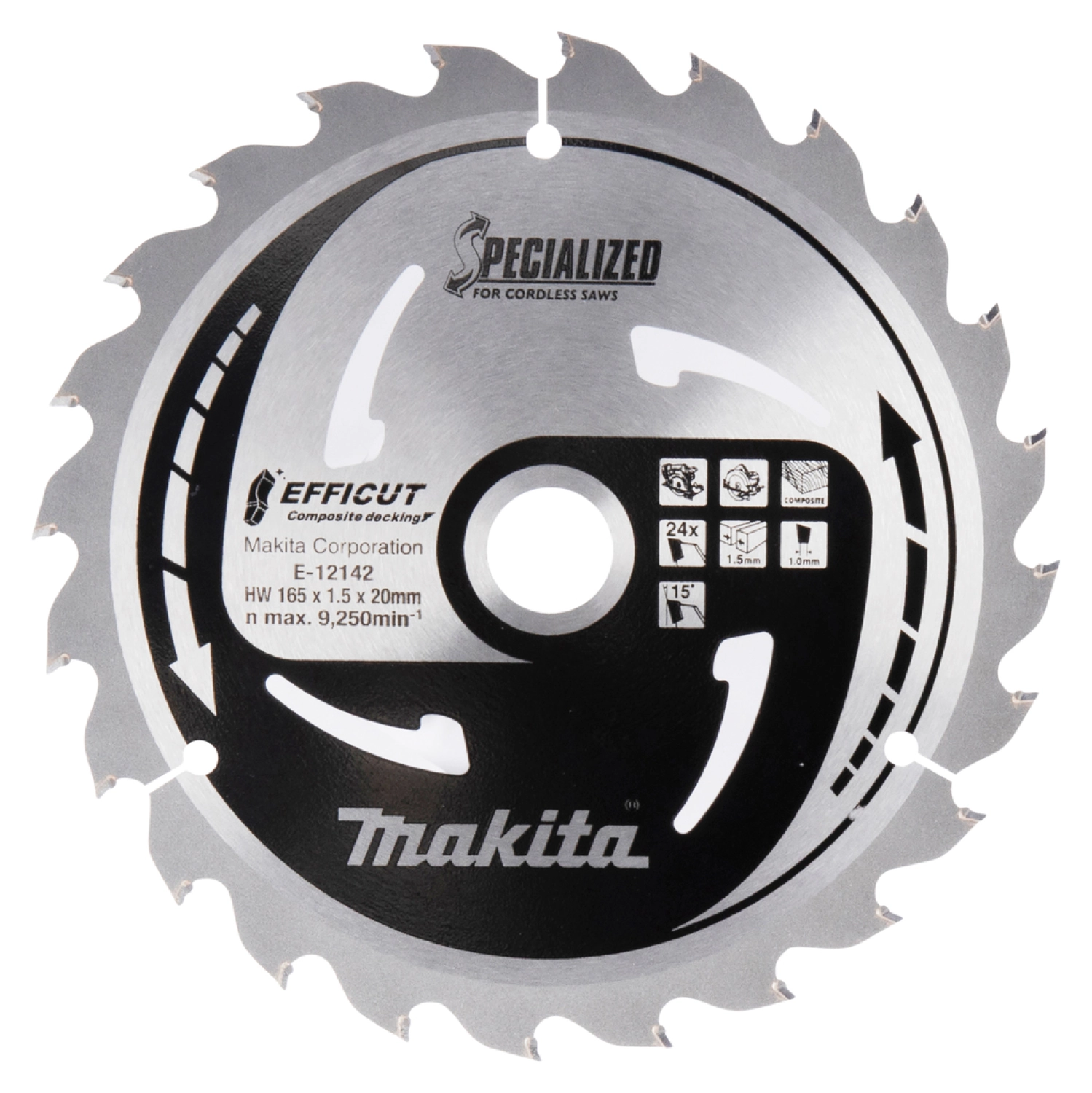 Makita E-12142 Efficut Cirkelzaagblad WPC - 165x20x1,5mm 24T-image