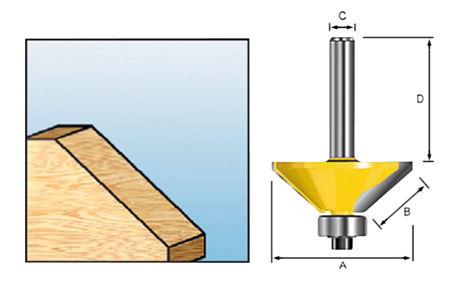 Makita D -09488 Fraise de phase avec roulement à billes - 45 ° - 26 mm - 6 mm-image