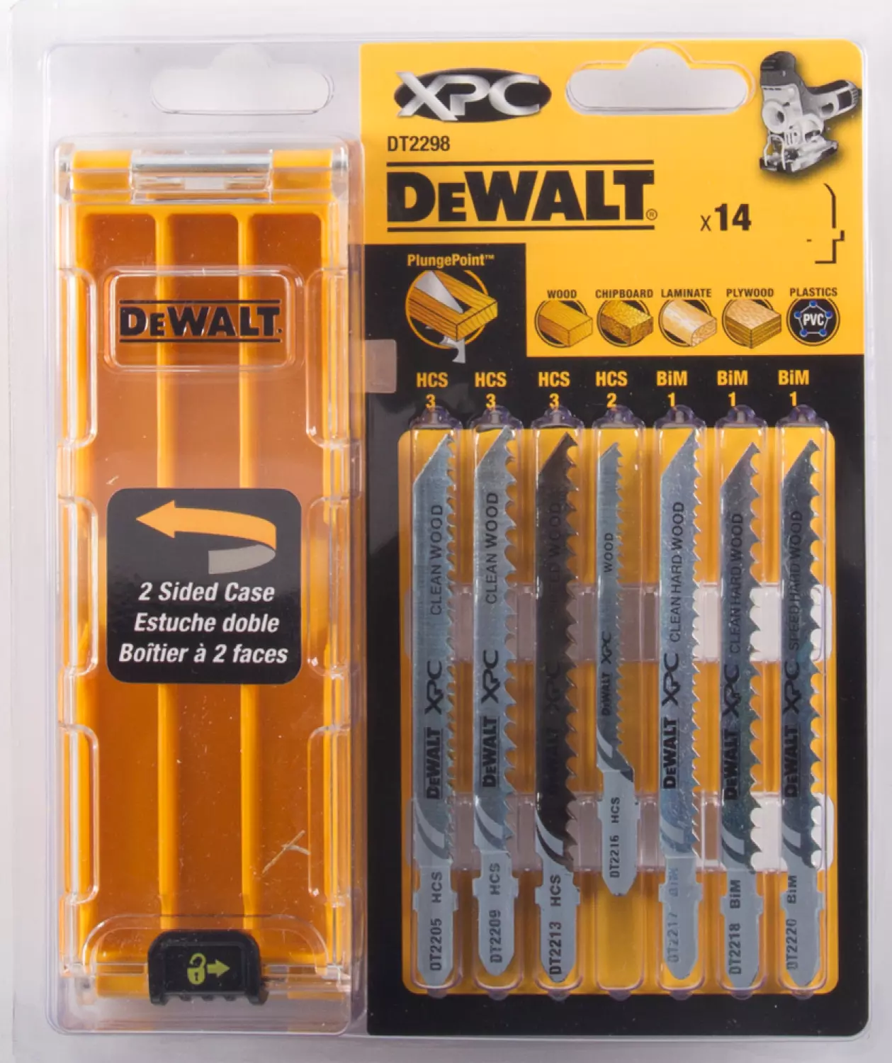 DeWALT DT2298 14 delig Decoupeerzaagblad set XPC in cassette - Hout / Kunststof / Laminaat-image