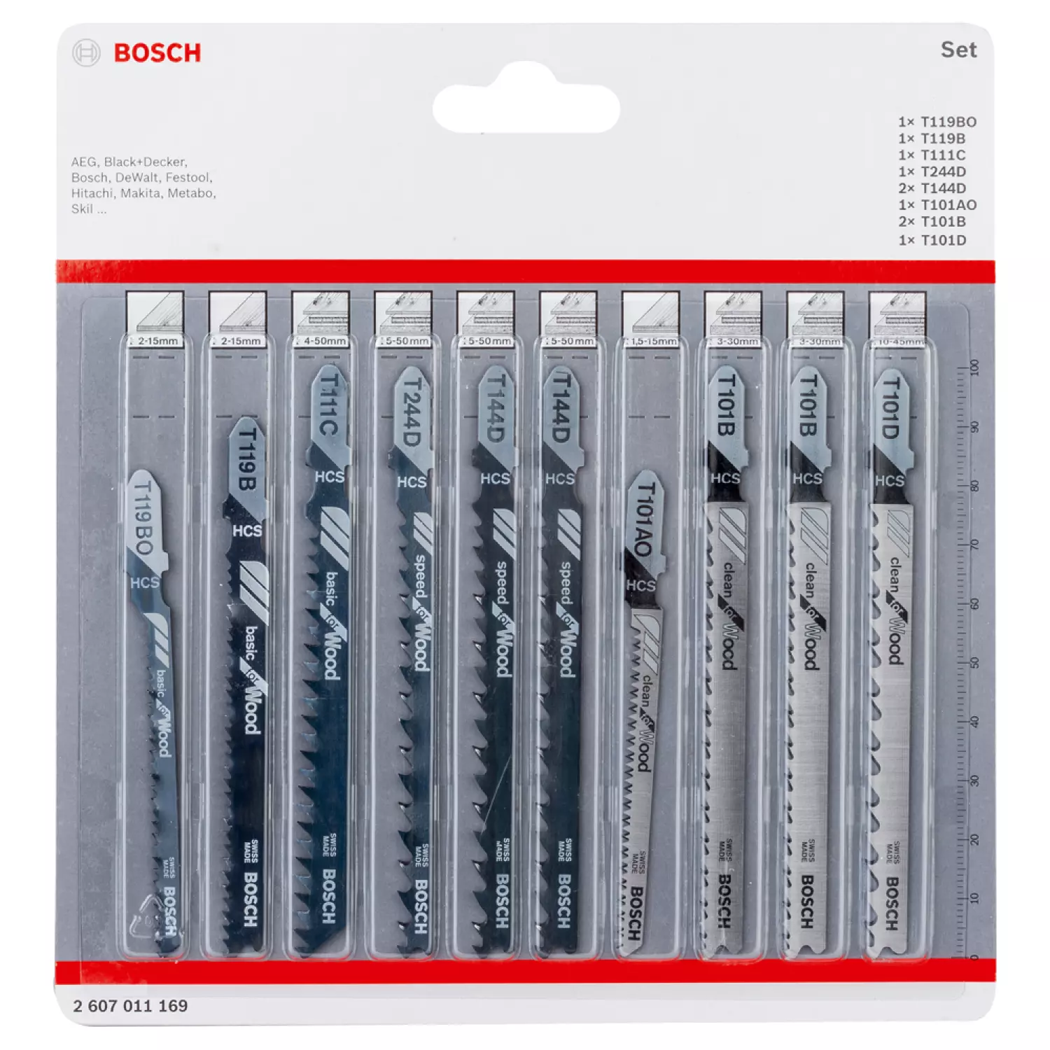 Bosch 2607011169 - Set 10 pièces lame de scie sauteuse Wood-image