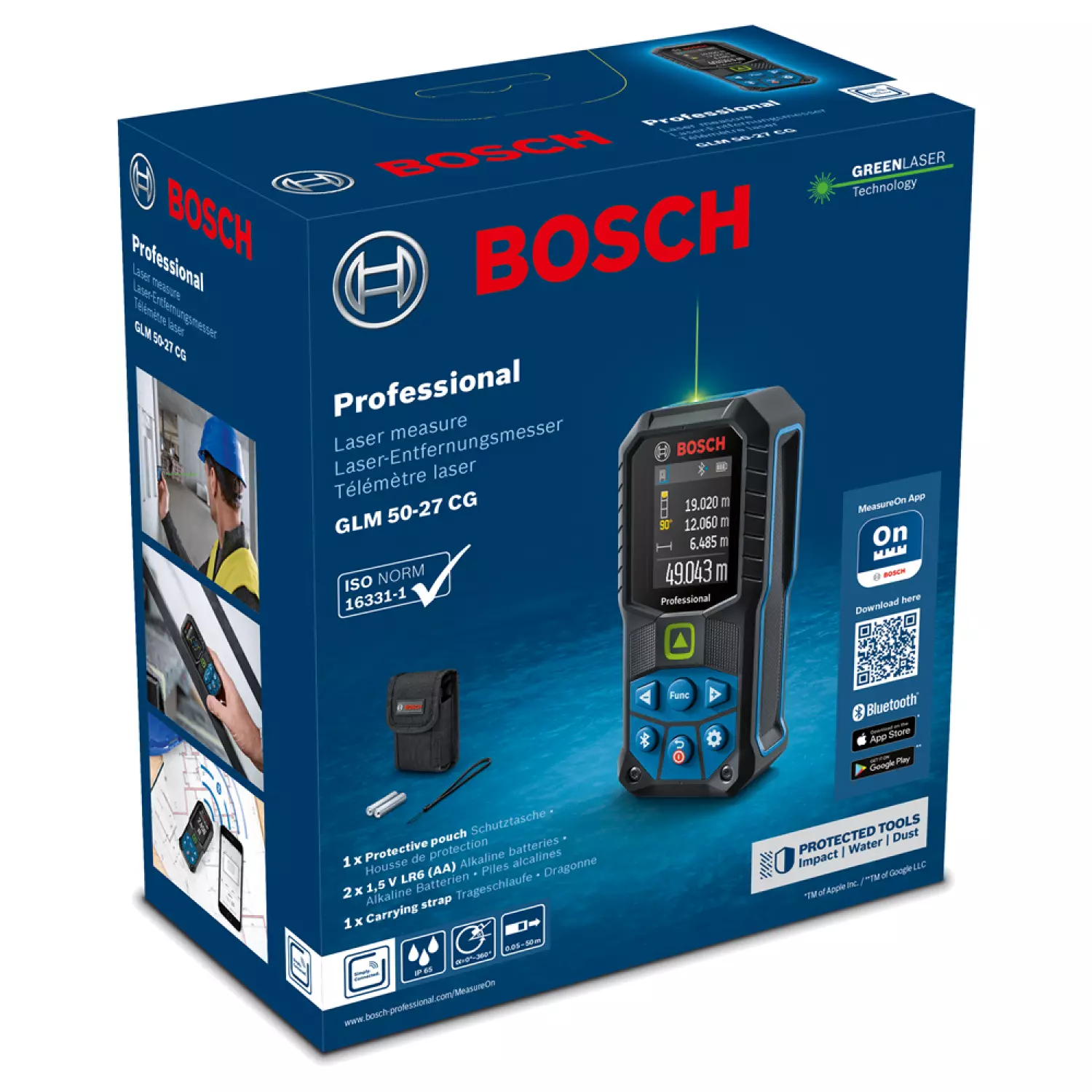 Bosch 0601072U00 - Télémètre laser GLM 50-27 CG, 2x piles 1,5 V-image