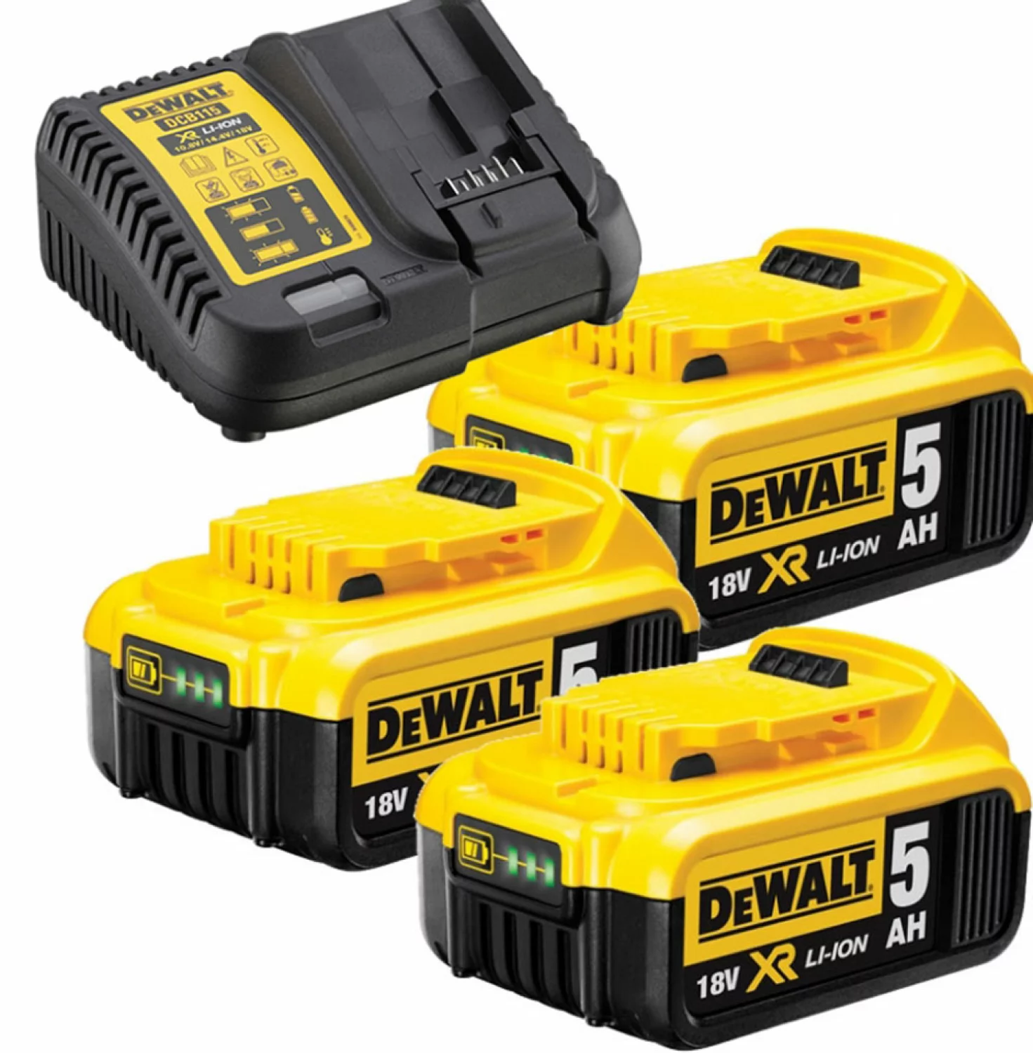 DeWALT DB115P3 Set de démarrage 18V Li-Ion (3x batterie 5.0Ah) + chargeur-image