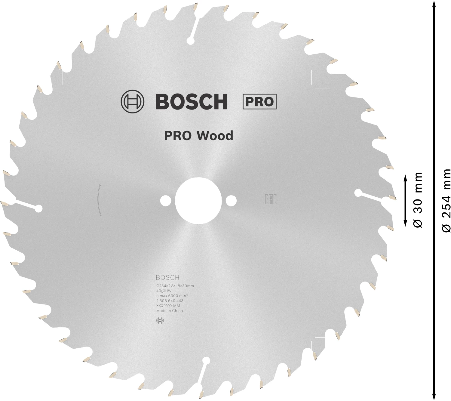 Bosch 2608640443 - Lame de Scie Circulaire Optiline Wood, 254 x 30 x 2,8 mm, 40D-image