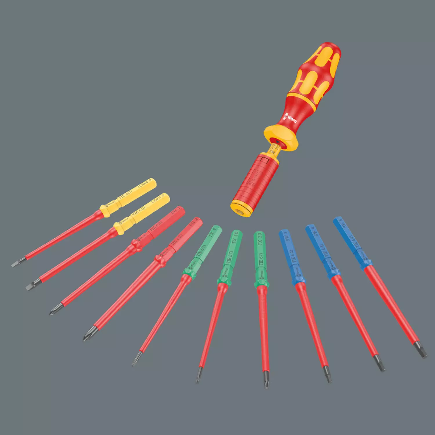 Wera 05006605001 15-delig Kraftform Kompakt VDE 15 Torque 1,2-3,0 Nm Extra Slim 1 Tool Finder Wisselklingenset in etui-image