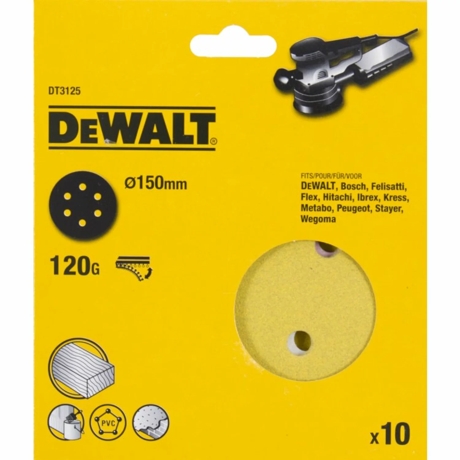 DeWALT DT3125 Disque de ponçage - K120 - 150 mm (10e)-image